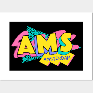 Retro 90s Amsterdam AMS / Rad Memphis Style / 90s Vibes Posters and Art